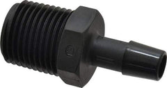 Made in USA - 3/8" Barb, 3/8, Nylon Single Barbed Tube Adapter - Black, Male - Eagle Tool & Supply