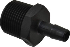 Made in USA - 3/8" Barb, 3/8, Nylon Single Barbed Tube Adapter - Black, Male - Eagle Tool & Supply