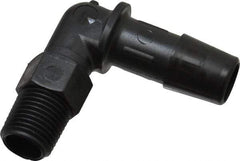 Made in USA - 3/8" Barb, 3/8, Nylon Single Barbed Tube Elbow - Black, Male - Eagle Tool & Supply
