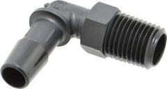 Made in USA - 3/8" Barb, 3/8, Nylon Single Barbed Tube Elbow - Black, Male - Eagle Tool & Supply