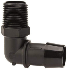Made in USA - 3/4" Barb, 3/4, Nylon Single Barbed Tube Elbow - Black, Male - Eagle Tool & Supply