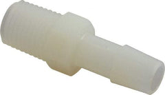Made in USA - 3/8" Barb, 3/8, Nylon Single Barbed Tube Adapter - Natural, Male - Eagle Tool & Supply