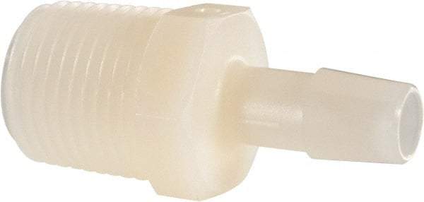 Made in USA - 3/8" Barb, 3/8, Nylon Single Barbed Tube Adapter - Natural, Male - Eagle Tool & Supply