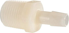 Made in USA - 3/8" Barb, 3/8, Nylon Single Barbed Tube Adapter - Natural, Male - Eagle Tool & Supply