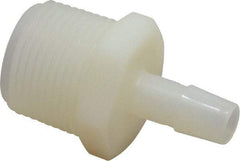 Made in USA - 3/8" Barb, 3/8, Nylon Single Barbed Tube Adapter - Natural, Male - Eagle Tool & Supply