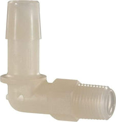 Made in USA - 3/8" Barb, 3/8, Nylon Single Barbed Tube Elbow - Natural, Male - Eagle Tool & Supply