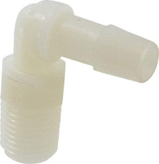 Made in USA - 3/8" Barb, 3/8, Nylon Single Barbed Tube Elbow - Natural, Male - Eagle Tool & Supply