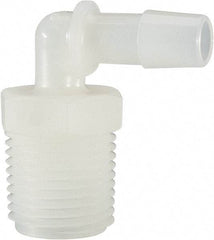 Made in USA - 3/8" Barb, 3/8, Nylon Single Barbed Tube Elbow - Natural, Male - Eagle Tool & Supply