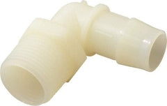 Made in USA - 3/4" Barb, 3/4, Nylon Single Barbed Tube Elbow - Natural, Male - Eagle Tool & Supply