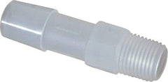 Made in USA - 3/8" Barb, 3/8, Polypropylene Single Barbed Tube Adapter - Natural, Male - Eagle Tool & Supply