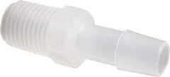 Made in USA - 3/8" Barb, 3/8, Polypropylene Single Barbed Tube Adapter - Natural, Male - Eagle Tool & Supply