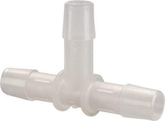 Made in USA - 3/8" Barb, Polypropylene Single Barbed Tube Tee - Natural - Eagle Tool & Supply