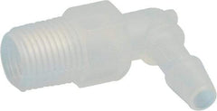 Made in USA - 3/16" Barb, 3/16, Polypropylene Single Barbed Tube Elbow - Natural, Male - Eagle Tool & Supply