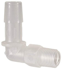 Made in USA - 3/8" Barb, 3/8, Polypropylene Single Barbed Tube Elbow - Natural, Male - Eagle Tool & Supply
