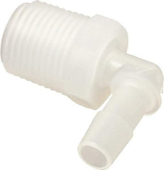 Made in USA - 3/8" Barb, 3/8, Polypropylene Single Barbed Tube Elbow - Natural, Male - Eagle Tool & Supply