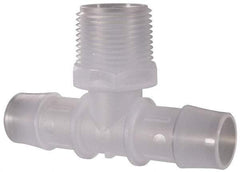Made in USA - 3/4" Barb, 3/4, Polypropylene Single Barbed Tube Branch Tee - Natural, Male - Eagle Tool & Supply