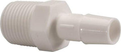 Made in USA - 3/8" Barb, 3/8, Polypropylene Single Barbed Tube Adapter - White, Male - Eagle Tool & Supply