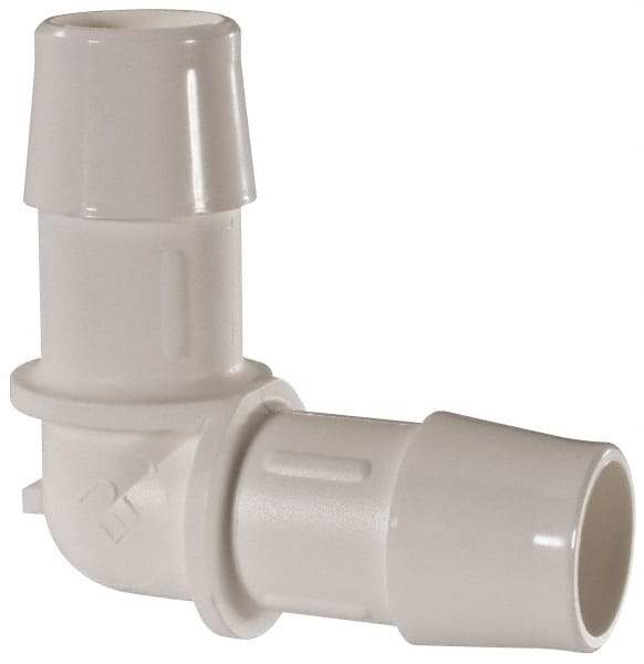 Made in USA - 5/8" Barb, Polypropylene Single Barbed Tube Elbow - White - Eagle Tool & Supply