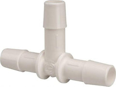 Made in USA - 3/8" Barb, Polypropylene Single Barbed Tube Tee - White - Eagle Tool & Supply