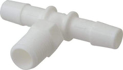 Made in USA - 3/8" Barb, 3/8, Polypropylene Single Barbed Tube Branch Tee - White, Male - Eagle Tool & Supply