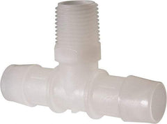 Made in USA - 3/4" Barb, 3/4, Kynar Single Barbed Tube Branch Tee - Natural, Male - Eagle Tool & Supply