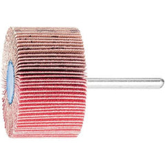 PFERD - 2" Diam x 1" Face Width, Ceramic Coated Mounted Flap Wheel - 1/4" Shank Mount, 120 Grit, 23,000 Max RPM - Eagle Tool & Supply