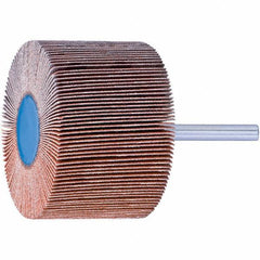 PFERD - 1" Diam x 1" Face Width, Ceramic Coated Mounted Flap Wheel - 1/4" Shank Mount, 120 Grit, 25,000 Max RPM - Eagle Tool & Supply