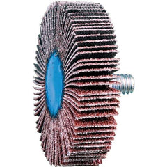 PFERD - 2" Diam x 1/2" Face Width, Aluminum Oxide Coated Mounted Flap Wheel - 1/4-20 Threaded Mount, 60 Grit, 23,000 Max RPM - Eagle Tool & Supply