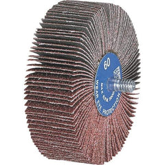 PFERD - 2-1/2" Diam x 1" Face Width, Aluminum Oxide Coated Mounted Flap Wheel - 1/4-20 Threaded Mount, 180 Grit, 23,000 Max RPM - Eagle Tool & Supply