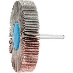 PFERD - 3" Diam x 1/2" Face Width, Aluminum Oxide Coated Mounted Flap Wheel - 1/4" Shank Mount, 80 Grit, 20,000 Max RPM - Eagle Tool & Supply