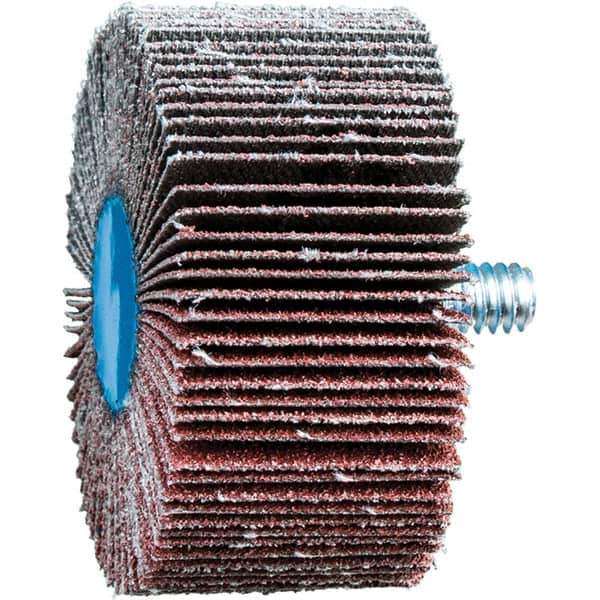 PFERD - 2" Diam x 1" Face Width, Aluminum Oxide Coated Mounted Flap Wheel - 1/4-20 Threaded Mount, 80 Grit, 23,000 Max RPM - Eagle Tool & Supply
