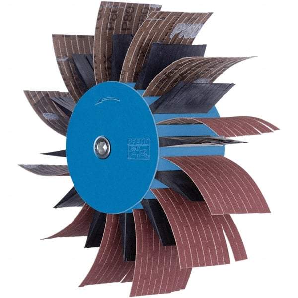 PFERD - 7" Diam x 2" Face Width, Aluminum Oxide Coated Mounted Flap Wheel - 3/8" Shank Mount, 3,500 Max RPM - Eagle Tool & Supply