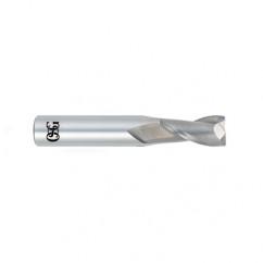 1/2 Dia. x 3 Overall Length 2-Flute .045 C/R Solid Carbide SE End Mill-Round Shank-Center Cutting-Uncoated - Eagle Tool & Supply