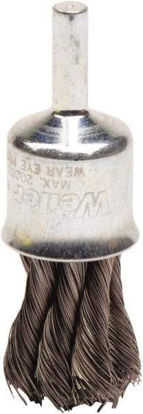 Weiler - 3/4" Brush Diam, Knotted, End Brush - 1/4" Diam Shank, 20,000 Max RPM - Eagle Tool & Supply