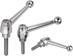 KIPP - 5/8-11, Steel Threaded Stud Adjustable Clamping Handle - 1.7717" Thread Length, Silver Handle with Threaded Stud - Eagle Tool & Supply