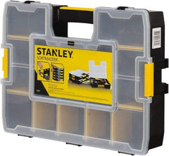 Stanley - 17 Compartment Tool Organizer - 12-63/64" Wide x 13-11/16" Deep x 3-7/16" High, Plastic, Black/Yellow - Eagle Tool & Supply