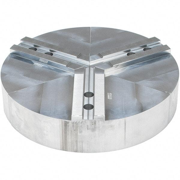 Abbott Workholding Products - 15" Max Chuck Capacity, 1.5mm x 60° Serrated Interface, Round Soft Lathe Chuck Jaw - 3 Jaw, Aluminum, 1.6929" Btw Mount Hole Ctrs, 15" Wide, 3" High, 20mm Fastener - Eagle Tool & Supply