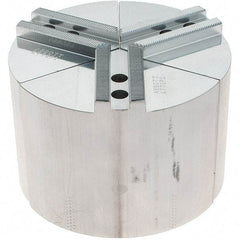 Abbott Workholding Products - 6" Max Chuck Capacity, 1.5mm x 60° Serrated Interface, Round Soft Lathe Chuck Jaw - 3 Jaw, Aluminum, 0.7874" Btw Mount Hole Ctrs, 6" Wide, 4" High, 10mm Fastener - Eagle Tool & Supply