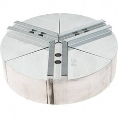 Abbott Workholding Products - 6" Max Chuck Capacity, 1.5mm x 60° Serrated Interface, Round Soft Lathe Chuck Jaw - 3 Jaw, Aluminum, 0.7874" Btw Mount Hole Ctrs, 8" Wide, 2" High, 10mm Fastener - Eagle Tool & Supply