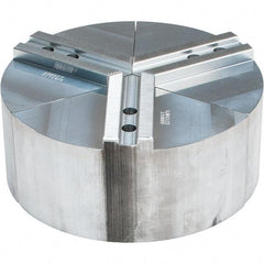 Abbott Workholding Products - 10" Max Chuck Capacity, 1.5mm x 60° Serrated Interface, Round Soft Lathe Chuck Jaw - 3 Jaw, Aluminum, 1.1811" Btw Mount Hole Ctrs, 10" Wide, 4" High, 12mm Fastener - Eagle Tool & Supply