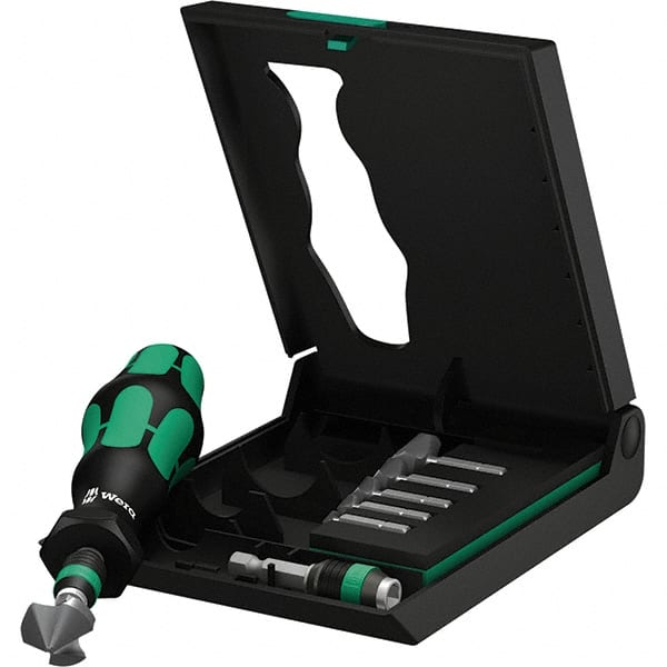 Wera - 8 Piece, 1/4 to 13/16" Head Diam, 0 to 90° Included Angle, Three Flute Countersink Set - Eagle Tool & Supply
