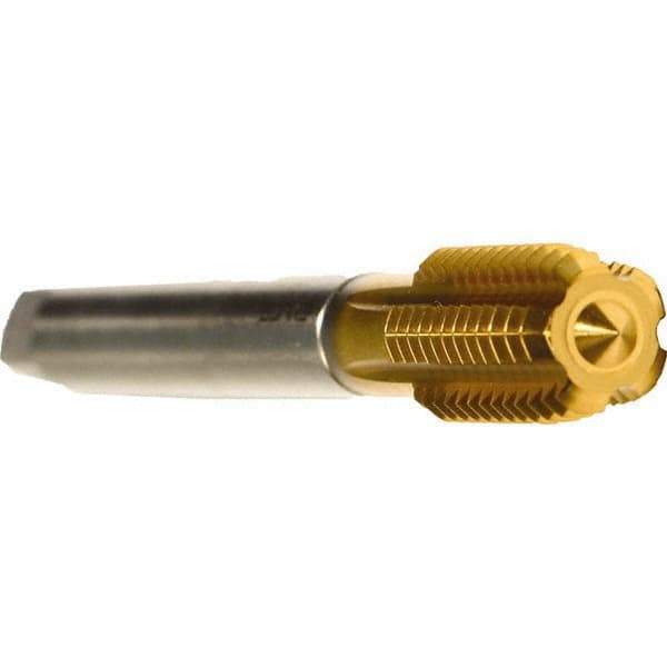 Emuge - M16x1.50 Metric Fine 6HX Modified Bottoming Thread Forming Tap - Cobalt, TiN Finish, 100mm OAL, 22mm Thread Length, Right Hand Thread, Series Druck - Eagle Tool & Supply
