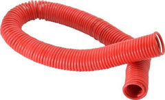 PRO-SOURCE - 1/8" ID, 1/8 Thread, 50' Long, Red Nylon Coiled & Self Storing Hose - 386 Max psi, No Fittings - Eagle Tool & Supply