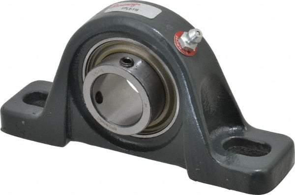 Browning - 1" ID, 5-1/2" OAL x 2-11/16" OAH Pillow Block - 1,651 Lb Static Cap, 2,801 Lb Dyn Cap, 4-1/8" Btw Mnt Hole Ctrs, 1-5/16" Base-to-Ctr Ht, Cast Iron - Eagle Tool & Supply