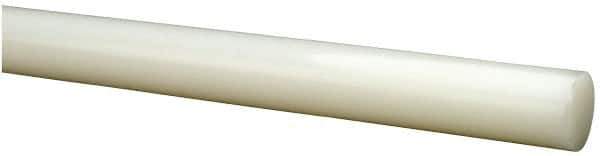 Value Collection - 8' Long, 5/8" Diam, Polyethylene (HDPE) Plastic Rod - White - Eagle Tool & Supply