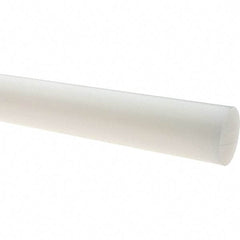 Value Collection - 8' Long, 1/4" Diam, Polyethylene (HDPE) Plastic Rod - White - Eagle Tool & Supply