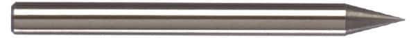 Accupro - 0.015" Diam, 0.045" LOC, 2 Flute Solid Carbide Ball End Mill - Uncoated, Single End, 1-1/2" OAL, 1/8" Shank Diam, Spiral Flute - Eagle Tool & Supply