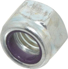Value Collection - 7/16-14 UNC Grade B Hex Lock Nut with Nylon Insert - 5/8" Width Across Flats, 29/64" High, Zinc-Plated Finish - Eagle Tool & Supply