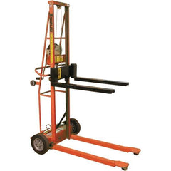 Wesco Industrial Products - 750 Lb Capacity, 62" Lift Height, Adjustable Forks Option for Triple Truck Manually Operated Lift - Eagle Tool & Supply
