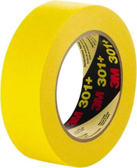 3M - 36mm Wide x 60 Yd Long Yellow Paper Masking Tape - Series 301+, 6.3 mil Thick, 22 In/Lb Tensile Strength - Eagle Tool & Supply